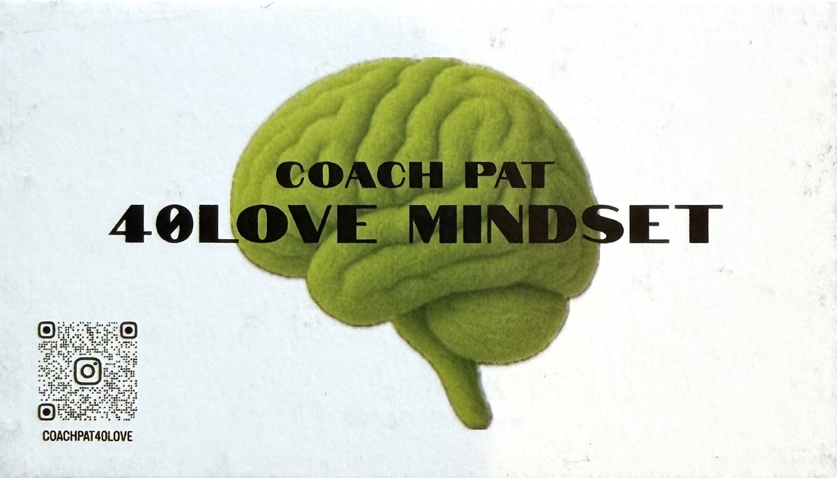 40LOVE MINDSET business card, front: Coach Pat, 40LOVE MINDSET, with an Instagram QR code